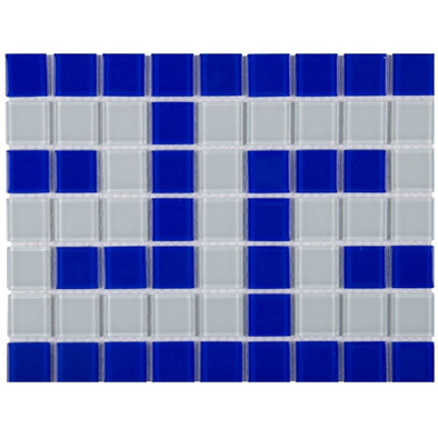 Мозаика Фриз Греческий Aquaviva Cristall Сине-белый B/W 19х24.5 см глянцевая чип 25х25 мм, 016975