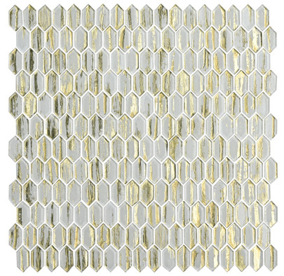 Мозаика Orro Mosaic Antic Gold Murano стекло 29.5х29.8 см глянцевая чип 15х30 мм белый, желтый, золотой-oro-gold