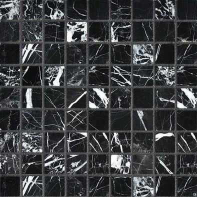 Мозаика Nero Marquina Pol. 30x30х7 мм каменная 30.5x30.5