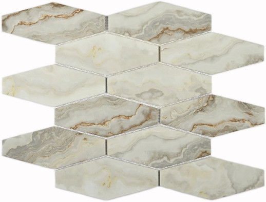 Мозаика Fontana Great стекло 27.1х30.7 см матовая чип 62х152 мм, белый, серый