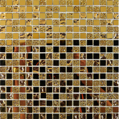 Мозаика из зеркала PIX710, чип 15x15 мм, сетка 300х300x4 мм глянцевая, золотой, коричневый