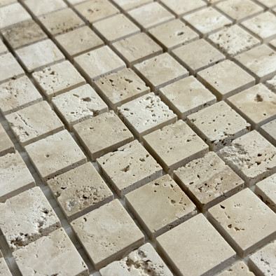 Мозаика Marble Mosaic Travertine beige Pol камень 30.5х30.5 см полированная чип 23х23 мм, бежевый