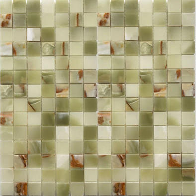 Мозаика Green Onyx (JMST21205) 30.5х30.5х7, натур. мрамор полированная чип 20х20 мм, бежевый, зеленый С0004727