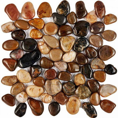 Мозаика из гальки Mix Stone PIX266, чип произвольный, сетка 305х305 мм глянцевая, разноцветный