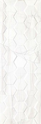 Настенная плитка Brennero White Hexagon 25x75 глянцевая, рельефная (структурированная) керамическая