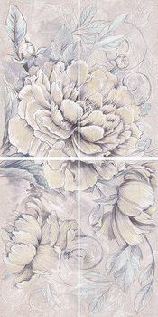 Панно 63x126 Delicato Bouquet Perla керамическое