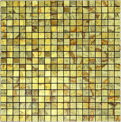 Мозаика Phoenix-2 самоклеящаяся алюминий+композитная основа 30.5х30.5 см глянцевая, с рисунком чип 15х15 мм, золотой