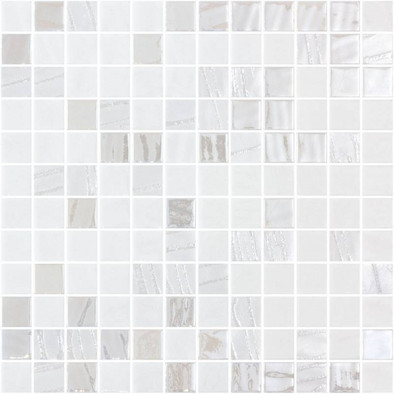 Мозаика Iridis White 31,1х31,1 стекло глянцевая, белый, серый УТ-00026165