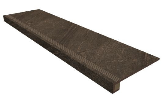 Комплект (Ступень GB04 (33x120) непол. (прямоугол. бортик) + Подступенок (14,5x120)) матовый