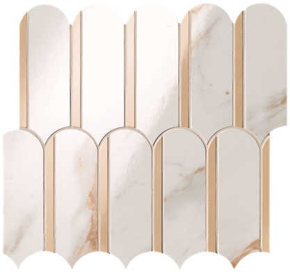 Мозаика Roma Gold Calacatta Oro/Onice Miele Archs Mosaico 28,2x31 керамика глянцевая бежевый, белый 36981 фото Мозаика Roma Gold Calacatta Oro/Onice Miele Archs Mosaico 28,2x31 керамика глянцевая бежевый, белый 36981