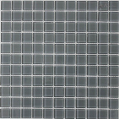 Мозаика S-470 стекло 30х30 см NSmosaic Crystal Series глянцевая чип 25х25 мм, серый