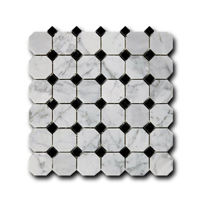 Мозаика Bianco Carrara + Nero Marquina 1.5x1.5x1 фото Мозаика Bianco Carrara + Nero Marquina 1.5x1.5x1