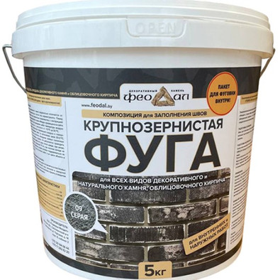 Затирка Феодал Ф-1 крупнозернистая 09 Серая 5 кг, 00000040010 фото Затирка Феодал Ф-1 крупнозернистая 09 Серая 5 кг, 00000040010