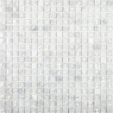 Мозаика BL8101 стекло 30x30 см глянцевая чип 15х15 мм, белый