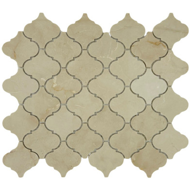 Мозаика Marble Mosaic Arabesco Royal Botticino Pol камень 27.8х32.5 см полированная чип 68х68 мм, бежевый