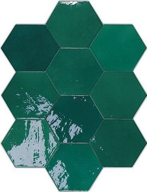 Настенная плитка Zellige Hexa Emerald (122086) 10,8х12,4 Wow глянцевая керамическая