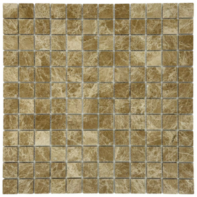 Мозаика Marble Mosaic Emperador light Pol камень 30х30 см полированная чип 23х23 мм, коричневый, темно-коричневый