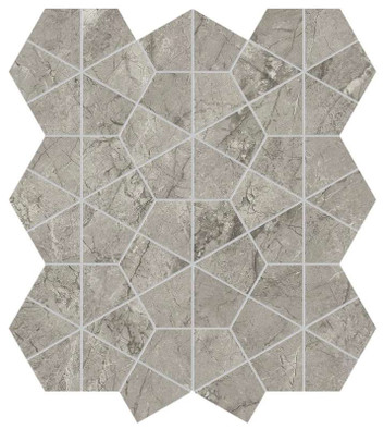 Мозаика Marvel Meraviglia Silver Majestic Hexagon Lapp. 40,3x46,6 керамогранит Atlas Concorde Italy полированная, серый AJQ0