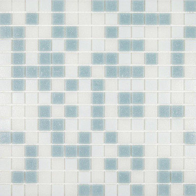 Мозаика ML43001 стекло 32.7х32.7 см глянцевая чип 20x20 мм, белый, голубой