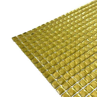 Мозаика Marble Mosaic Crystal Super Gold стекло 30х30 см глянцевая чип 10x10 мм, золотой-oro-gold