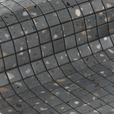 Мозаика Ezarri Grey 25 стекло 31.3х49.5 см матовая, глянцевая чип 25х25 мм, серый, черный