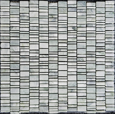 Мозаика PIX 316 Jet Green, мрамор 30.7х31 см Pixmosaic матовая чип произвольный, зеленый, серый 