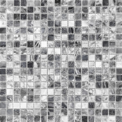 Мозаика Imagine Lab SLK8154P камень 30.5х30.5 см полированная чип 15х15 мм, белый, серый, черный