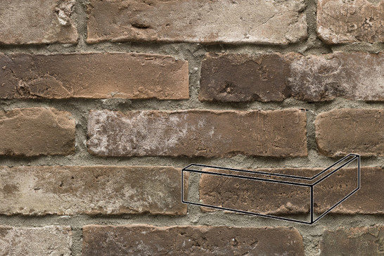 Настенная плитка Угловой элемент Кирпич Мирский в стиле Лофт 15.20.У (02), шов 12, Каштан 5.5х25 Феодал рельефная (структурированная) 00000040028