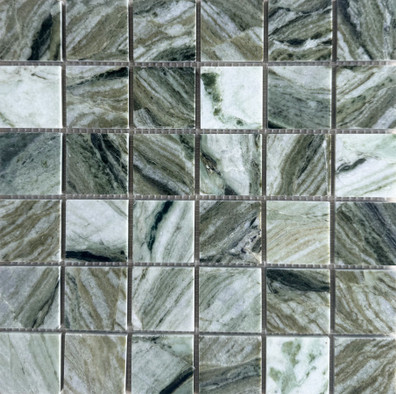 Мозаика Starmosaic Green Marble (JMST2501) натур. мрамор 30.5х30.5 см полированная чип 48х48 мм, зеленый, серый УТ-00000680