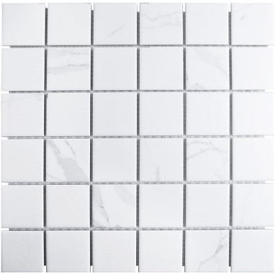 Мозаика Marble Mosaic Carrara Matte керамика 30.6х30.6 см матовая чип 48х48 мм белый, серый