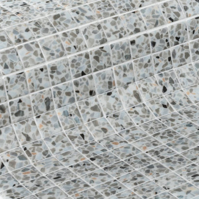 Мозаика Ezarri Gravel 25 стекло 31.3х49.5 см матовая, глянцевая чип 25х25 мм, белый, серый