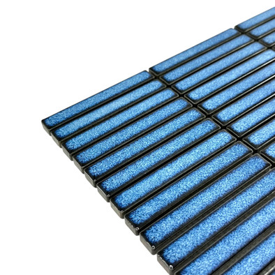 Мозаика Marble Mosaic Kit-Kat Ocean керамика 28.2х29.4 см полированная чип 12x92 мм, голубой