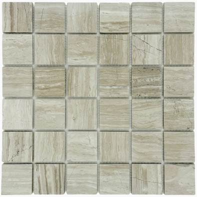 Мозаика Marble Mosaic Wood Grain Mat камень 30.5х30.5 см матовая чип 48х48 мм, серый, бежевый