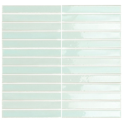 Мозаика Short Stick Krystal керамика 28х30 см Amadis Fine Tiles глянцевая чип 20х150 мм, зеленый 8436552229590