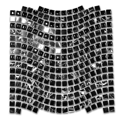 Мозаика Perseus-6 волна мрамор+керамика 31х31 см глянцевая чип 15х15 мм, черный