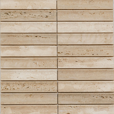 Мозаика Pixmosaic PIX 343 Yellow Travertine, Concave, чип 30х151 мм, сетка 305х318х12 мм, матовая бежевый