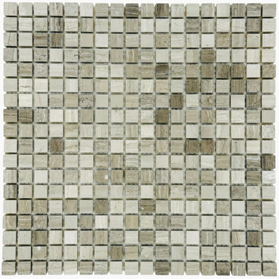 Мозаика Marble Mosaic Wood Grain Pol камень 30.5х30.5 см полированная чип 15х15 мм, коричневый, серый