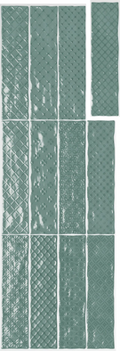 Настенная плитка Music Verde Decor 7.5x30 глянцевая, рельефная (структурированная) керамическая
