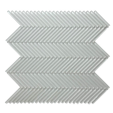 Мозаика Marble Mosaic Chevron White стекло 25.5х26 см полированная чип 10х48 мм белый