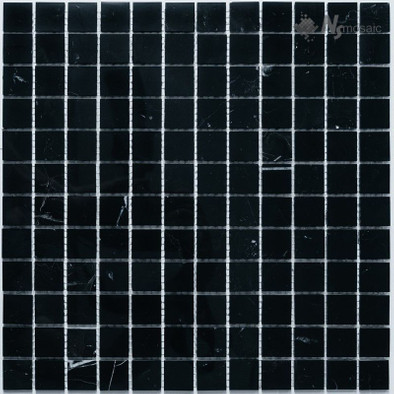 Мозаика KP-749 мрамор 29.8х29.8 см полированная чип 23х23 мм, черный
