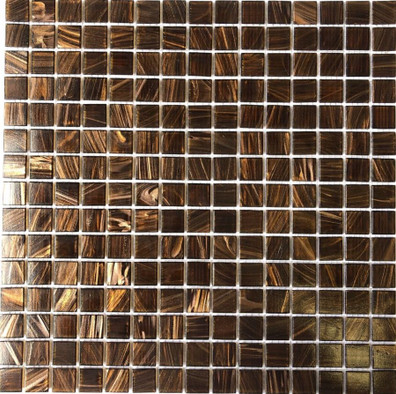 Мозаика из стекла PIX117, чип 20x20 мм, сетка 316х316х4 мм матовая, коричневый
