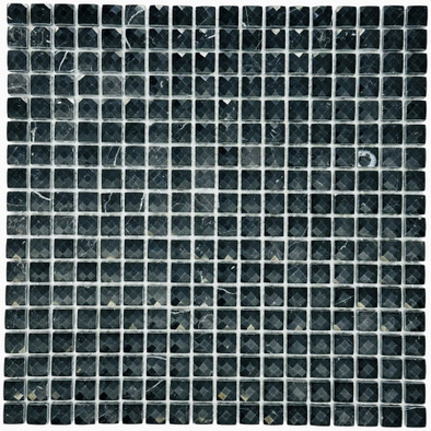 Мозаика Marble Mosaic Diamond Nero Marquina Pol камень 30.5х30.5 см полированная чип 15х15 мм, nero, черный